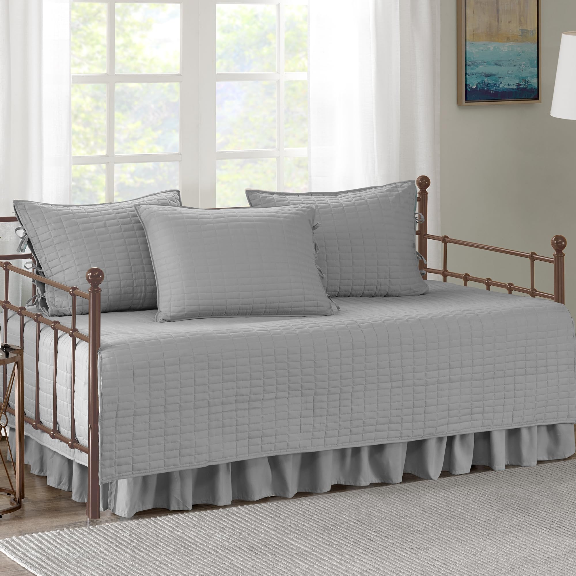 Comfort Spaces Set, Polyester, Gray, Daybed (75"x39")