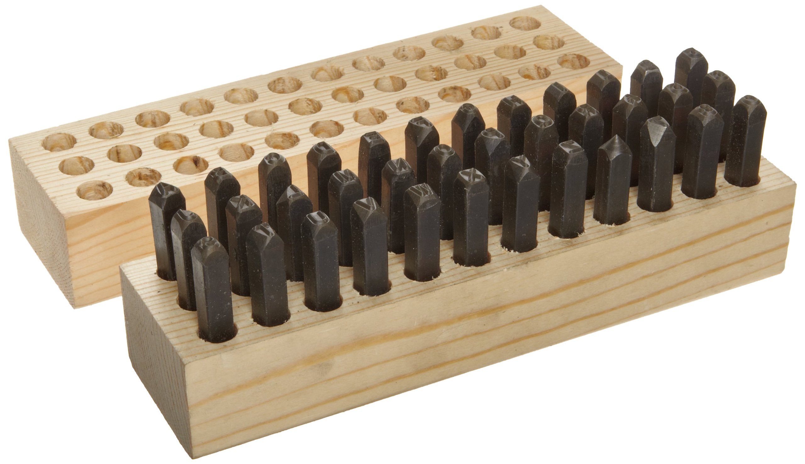 Young Bros 05362 36 Piece Hand Cut Stamp Combination Letter and Figure Set, Steel, 3/16