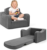 Vista 14 de Silla y sofá grueso y cómodo para niños, sofá infantil 2 en 1 para niños de 1 a 3 años, sofá convertible a tumbona para niños pequeños, color azul