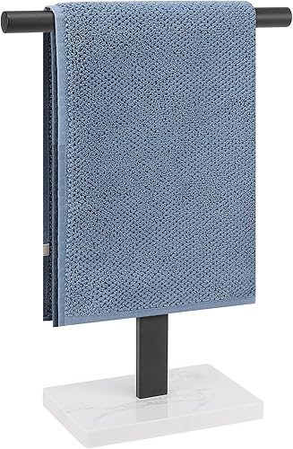 Toallero de mano, soporte para toallas de mano en forma de T para baño con base de mármol, soporte de acero inoxidable 304, toallero de mano