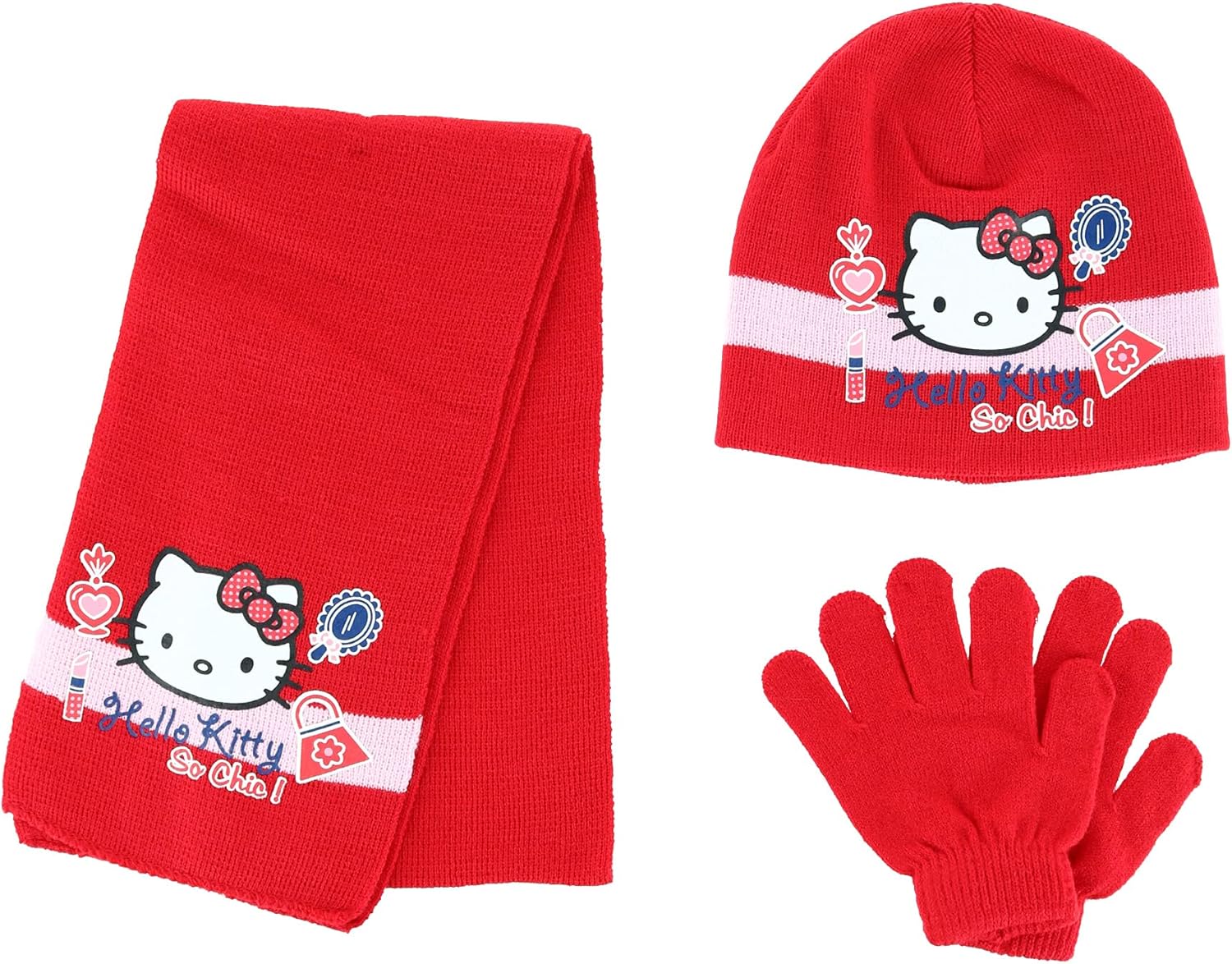Hello Kitty Girls Hat Scarf & Gloves Winter Set: Clothing, Shoes & Jewelry
