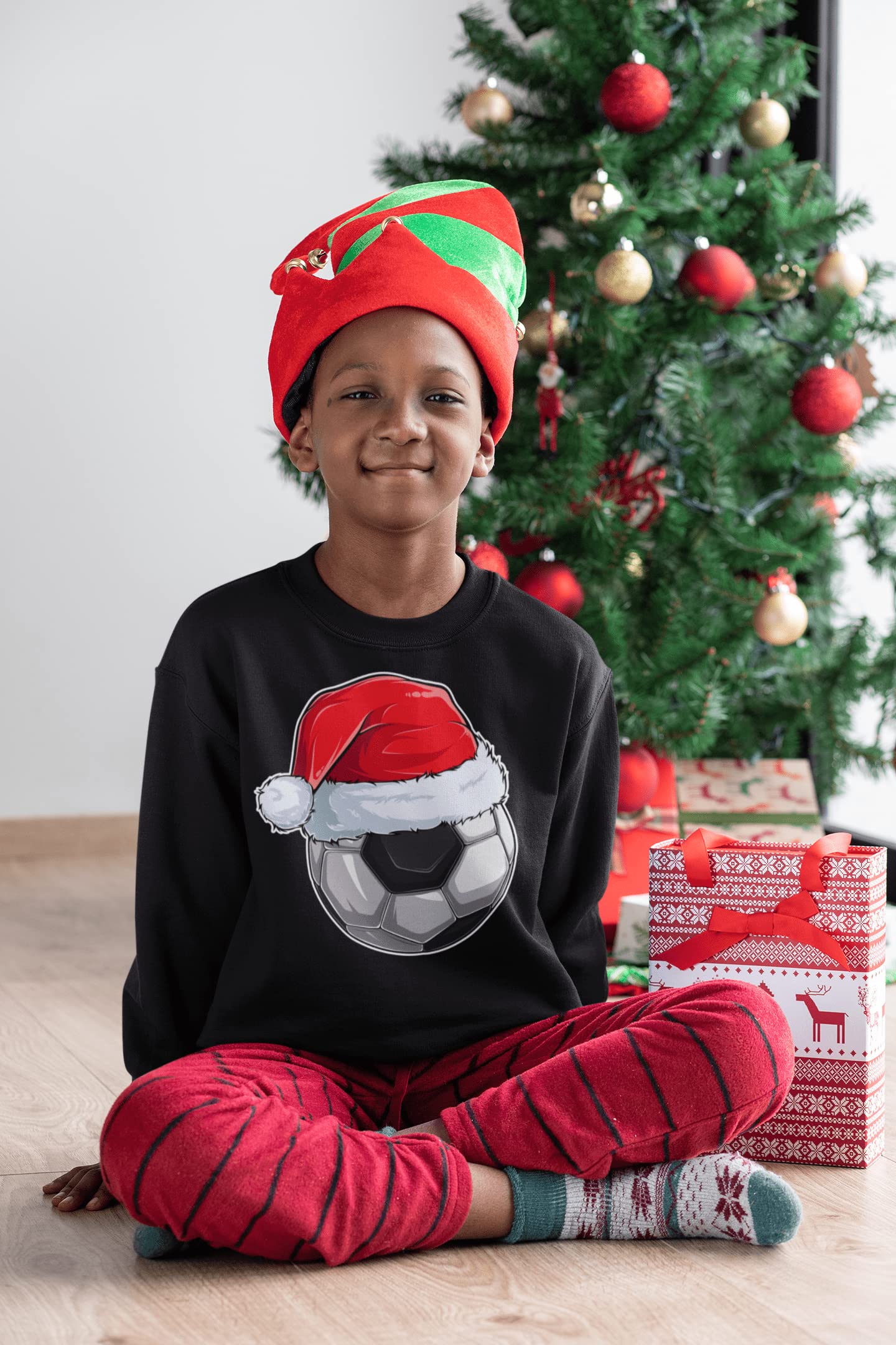 Purple Print House Maglione natalizio per bambini con parodia di Babbo Natale