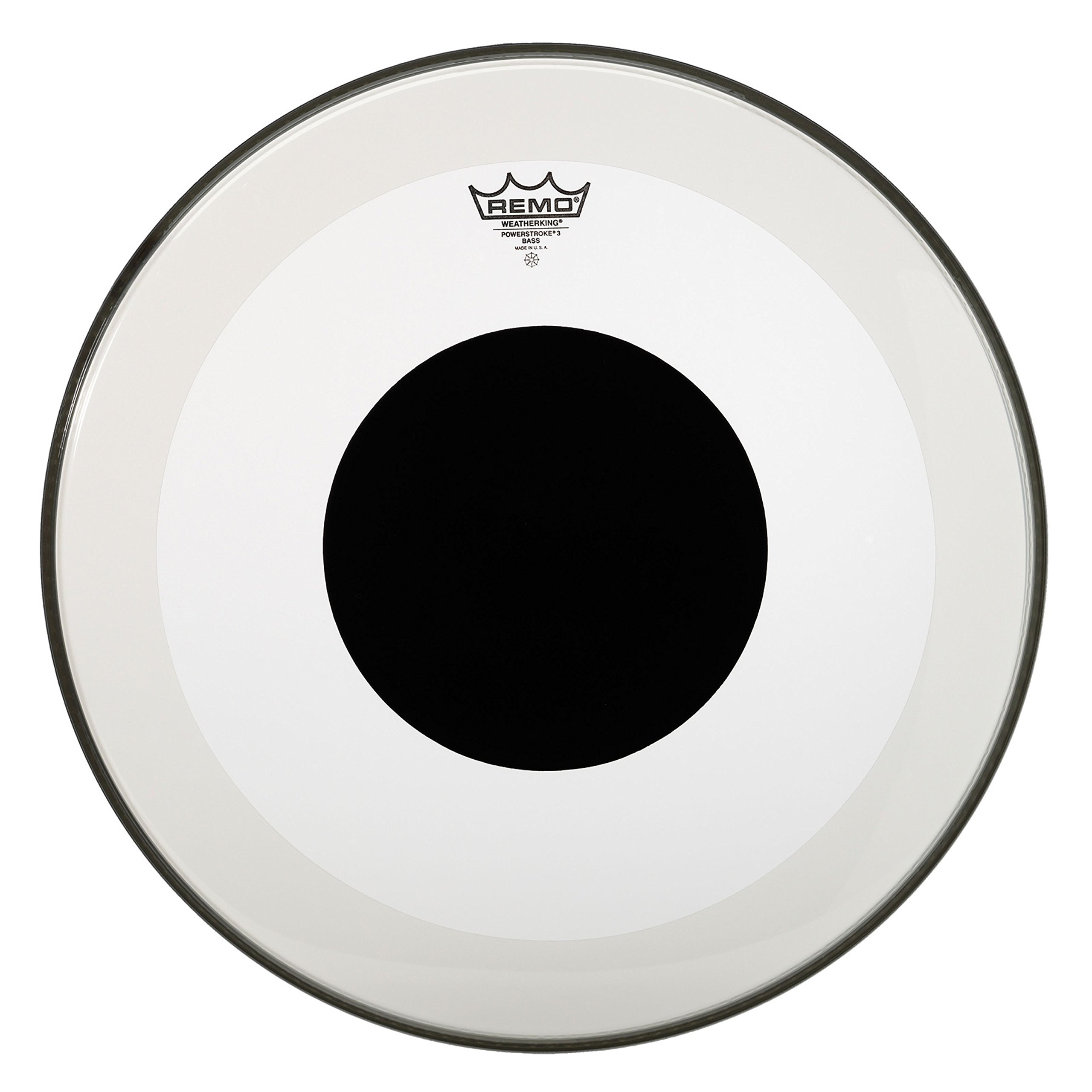 Remo Powerstroke 3 Clear Bass Schlagzeugfell Drum Head with Black Dot, 20" P3-1320-10