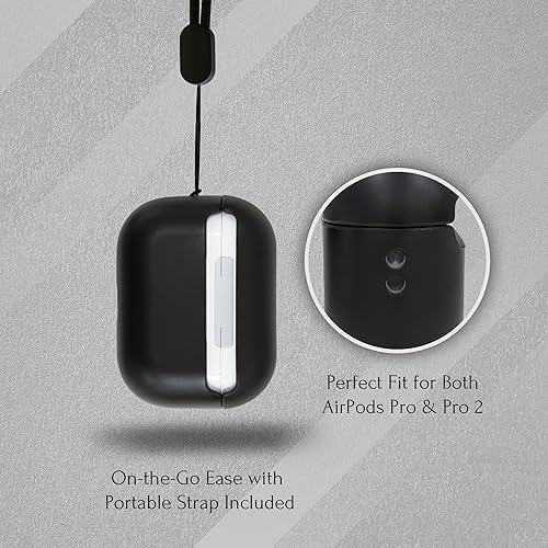 Miniatura 5 de COLLECTIVE HOME - Funda negra para AirPods Pro de 1 y 2 generación, diseño de letra personalizado, elegante y seguro con cordón, material de TPU