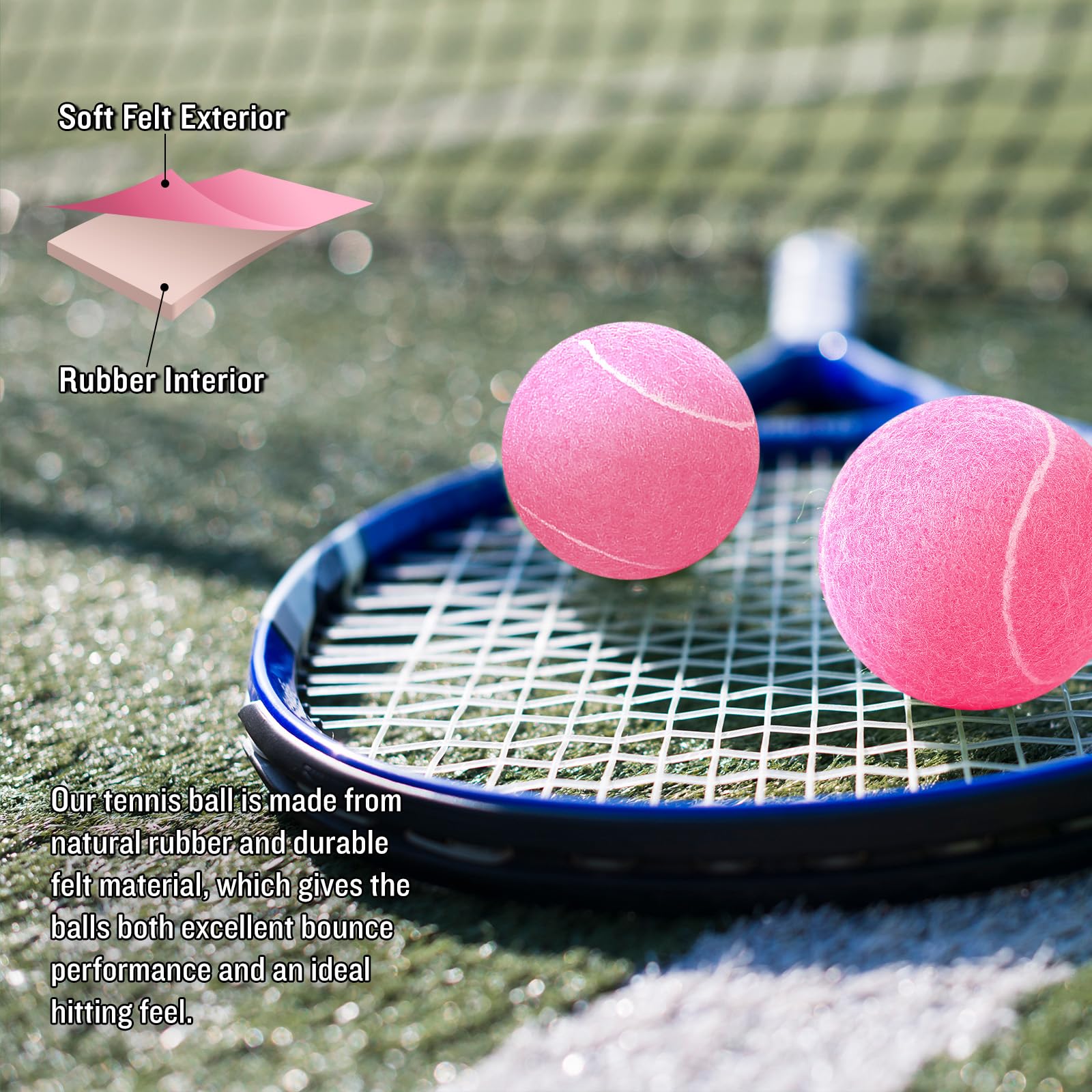 12/18/30/60 Pack Tennis Balls, Training Tennis Balls, Pet Dog Playing Balls, Practice Tennis Balls with Mesh Bag and Shock absorbers for Transport and Beginner Training