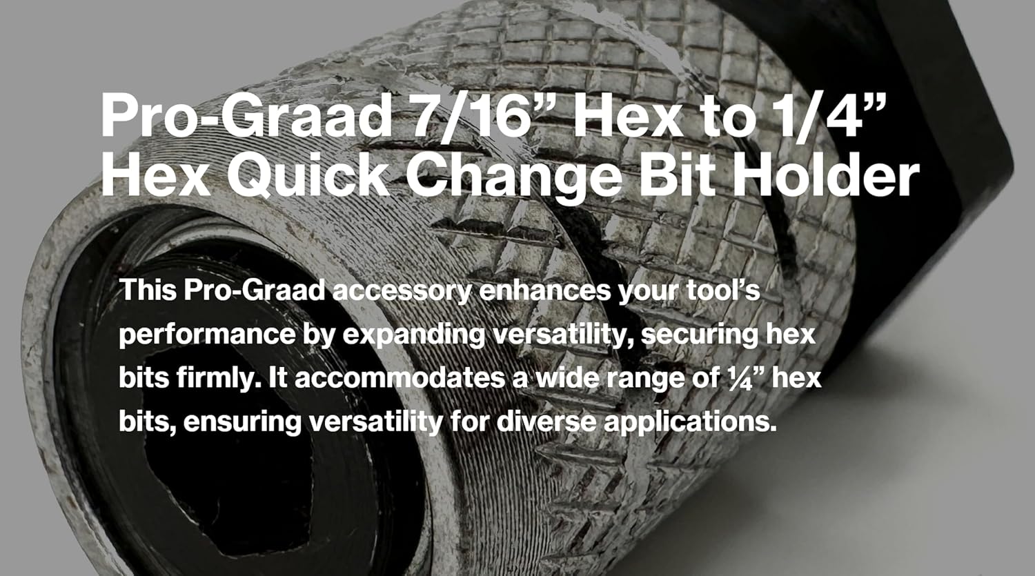 7/16" Hex to 1/4" Hex Bit Quick Change Holder Adapter