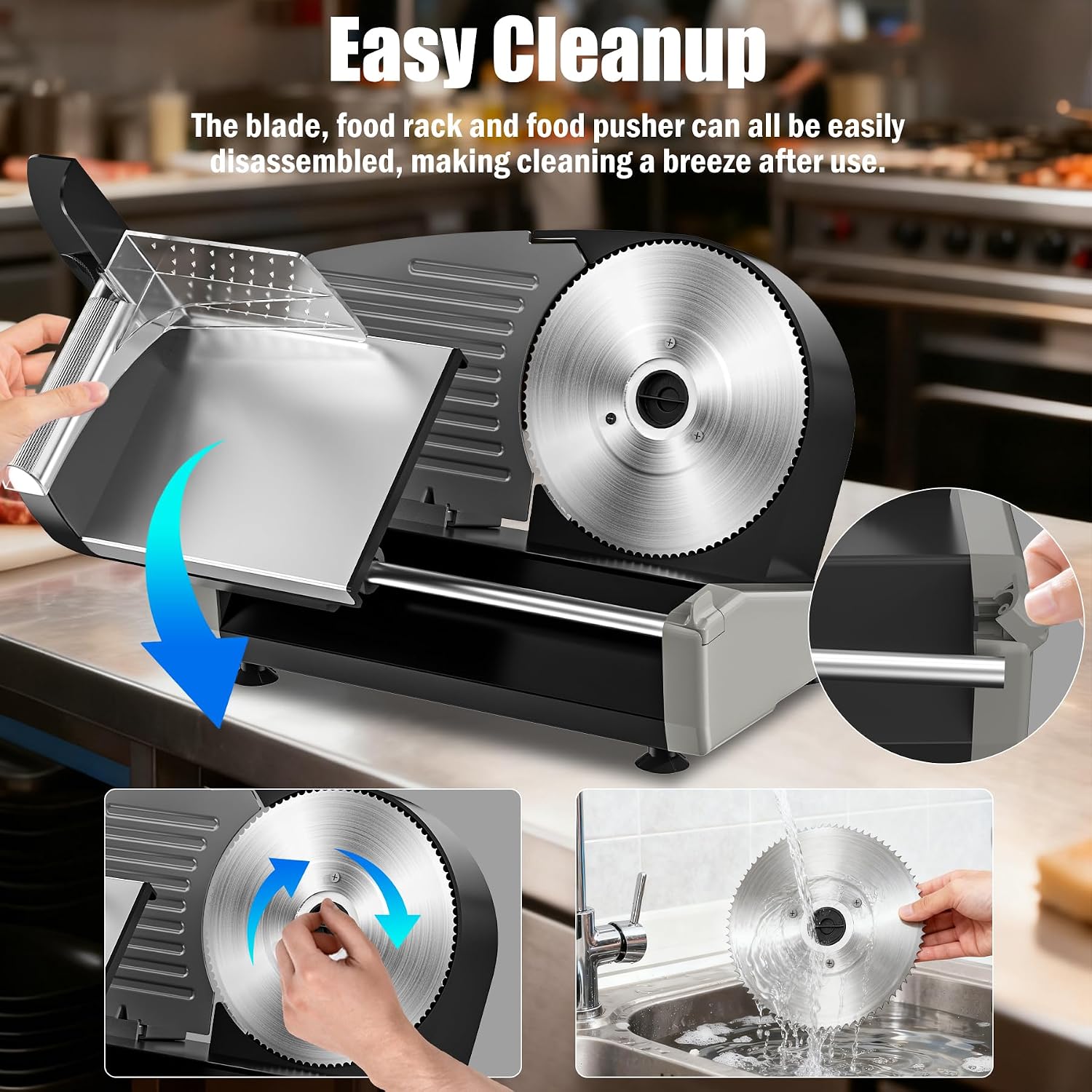 Electric Meat Slicer, 7.5" Stainless Steel Blade, 1‑15mm Thickness