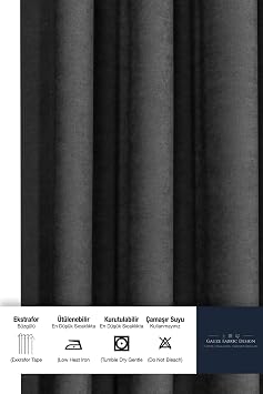 Gauze Fabric Design Safir Antrasit EKSTRAFOR BÜZGÜLÜ KADİFE DOKULU YÜKSEK KALİTELİ TEK KANAT FON PERDE 150 x 260
