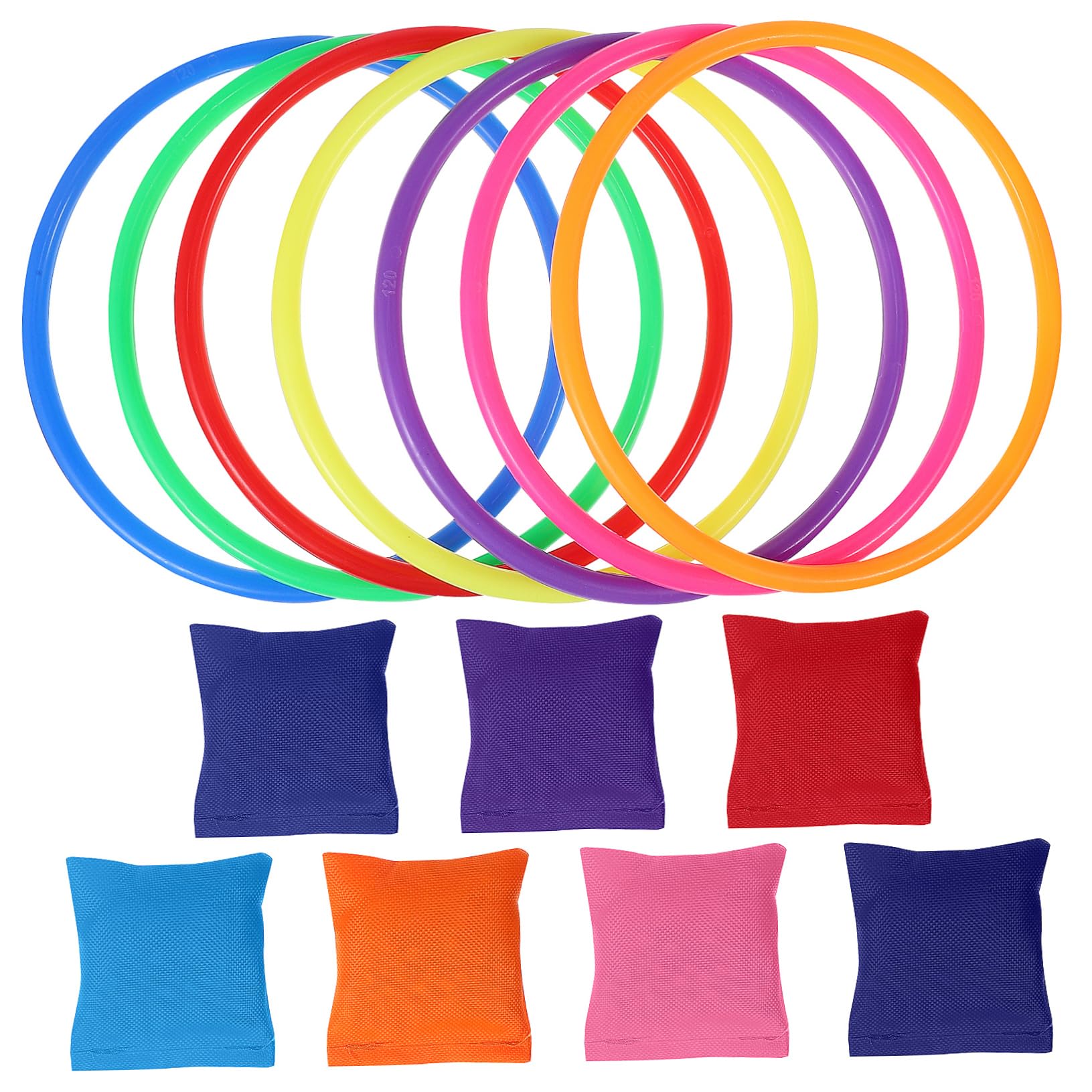 BESPORTBLE 1 Set Outdoor Educational Rings Toss Game with Bean Bags Rings and Beanbags for Fun Hand Eye Coordination Activities Random Color