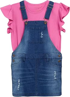 Shortalls Set - 2 Piece T-Shirt and Stretch Denim Shorts Overalls (7-12)