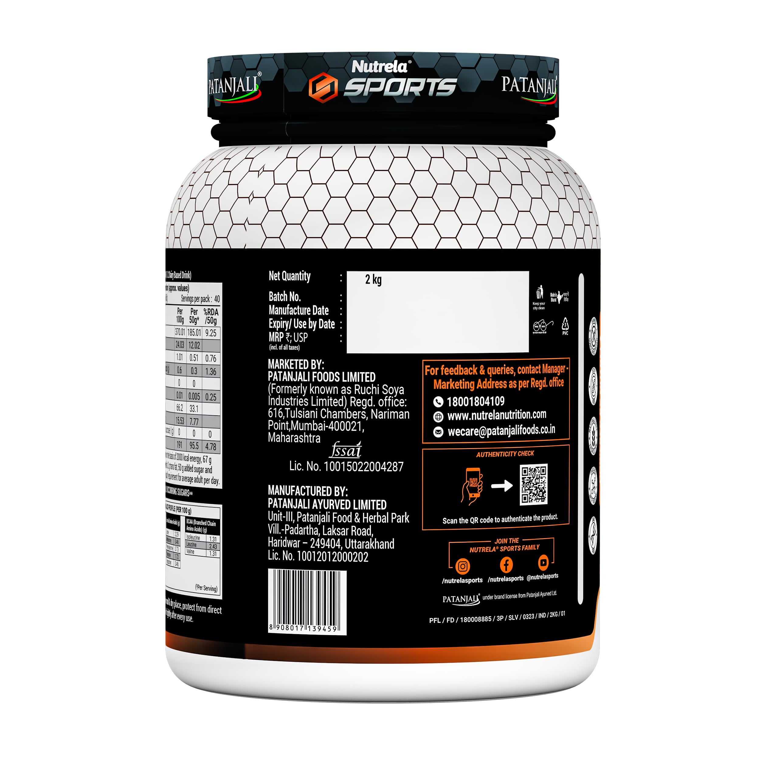 Nutrela Sports Mass Gainer Protein Powder 1 kg (Malai Kulfi) with Shaker | With 2.5g Creatine, 33.1g Carbs & Biofermented Vitamins — Amazon image 6