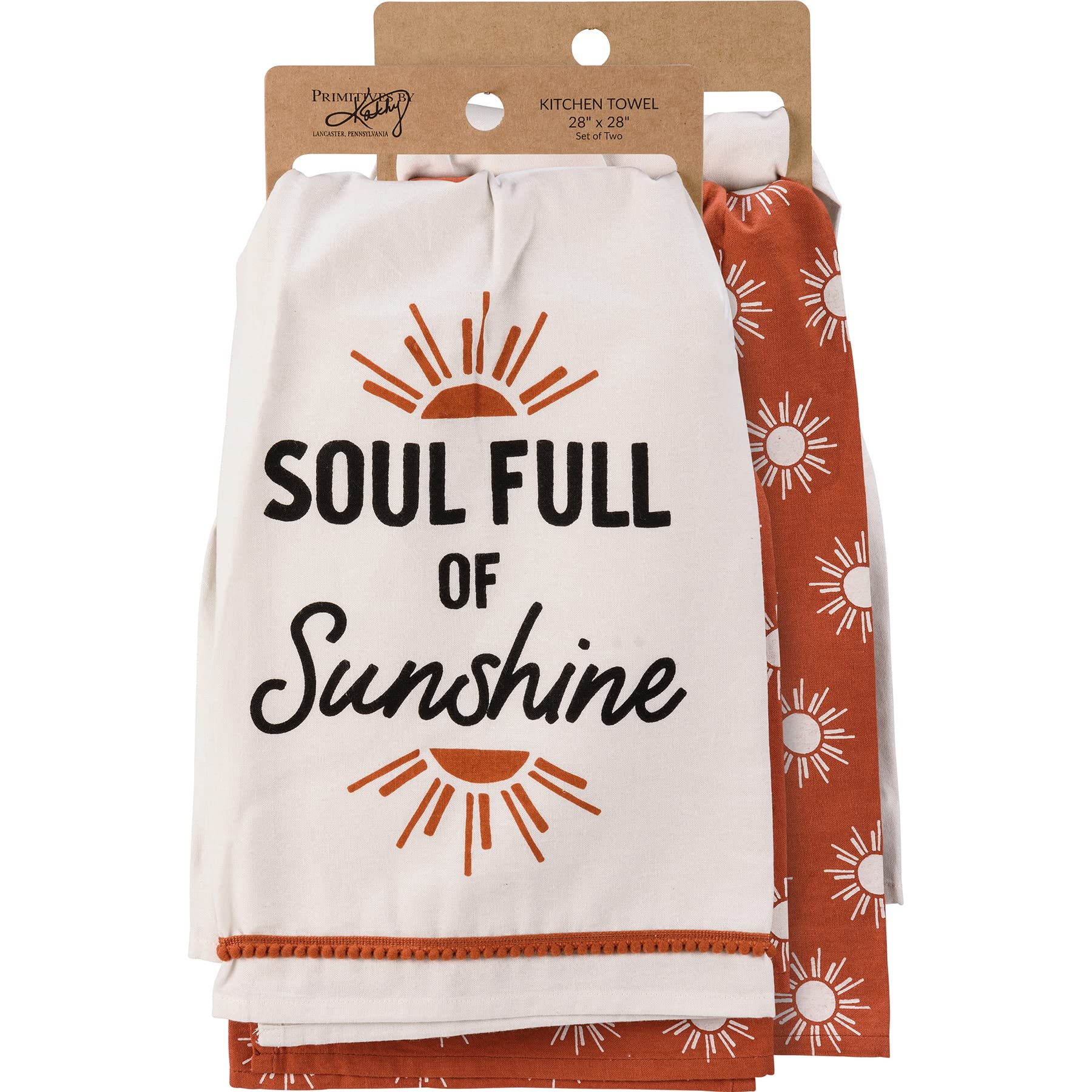 Primitives By Kathy Soul Full Of Sunshine 113933 Lot De Serviettes Torchons De Cuisine En Coton
