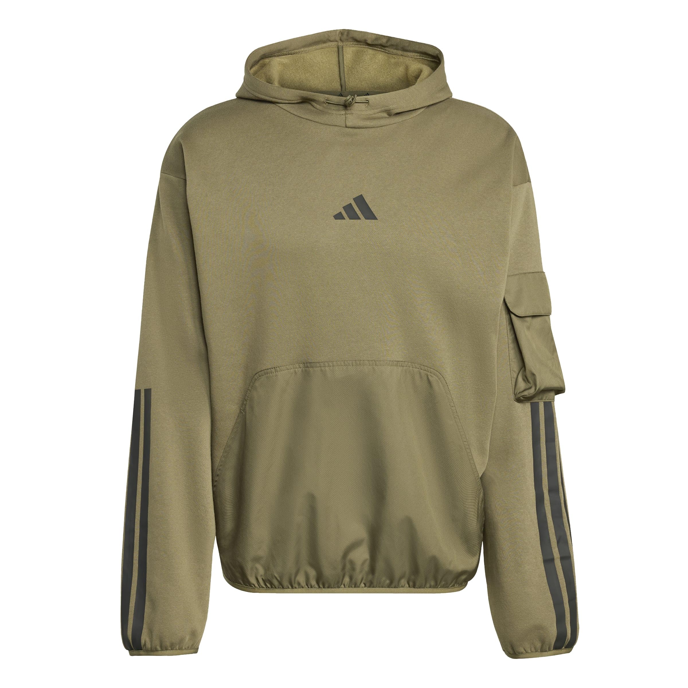 adidas Men's City Tech Utility Fleece Hoodie Sweatshirt, olive strata, XXL