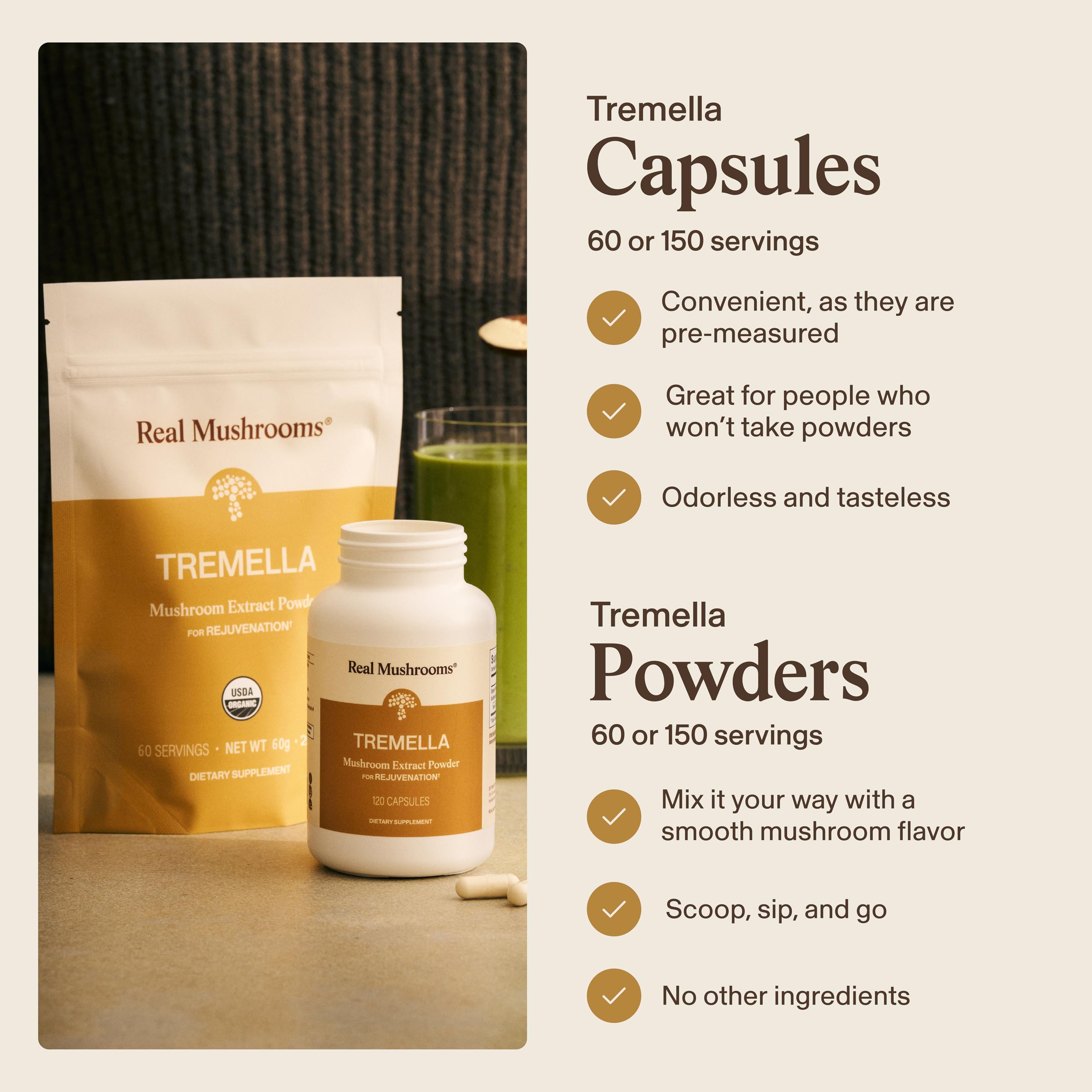 Real Mushrooms Organic Tremella Extract for Daily Wellness, 120ct — Amazon image 5