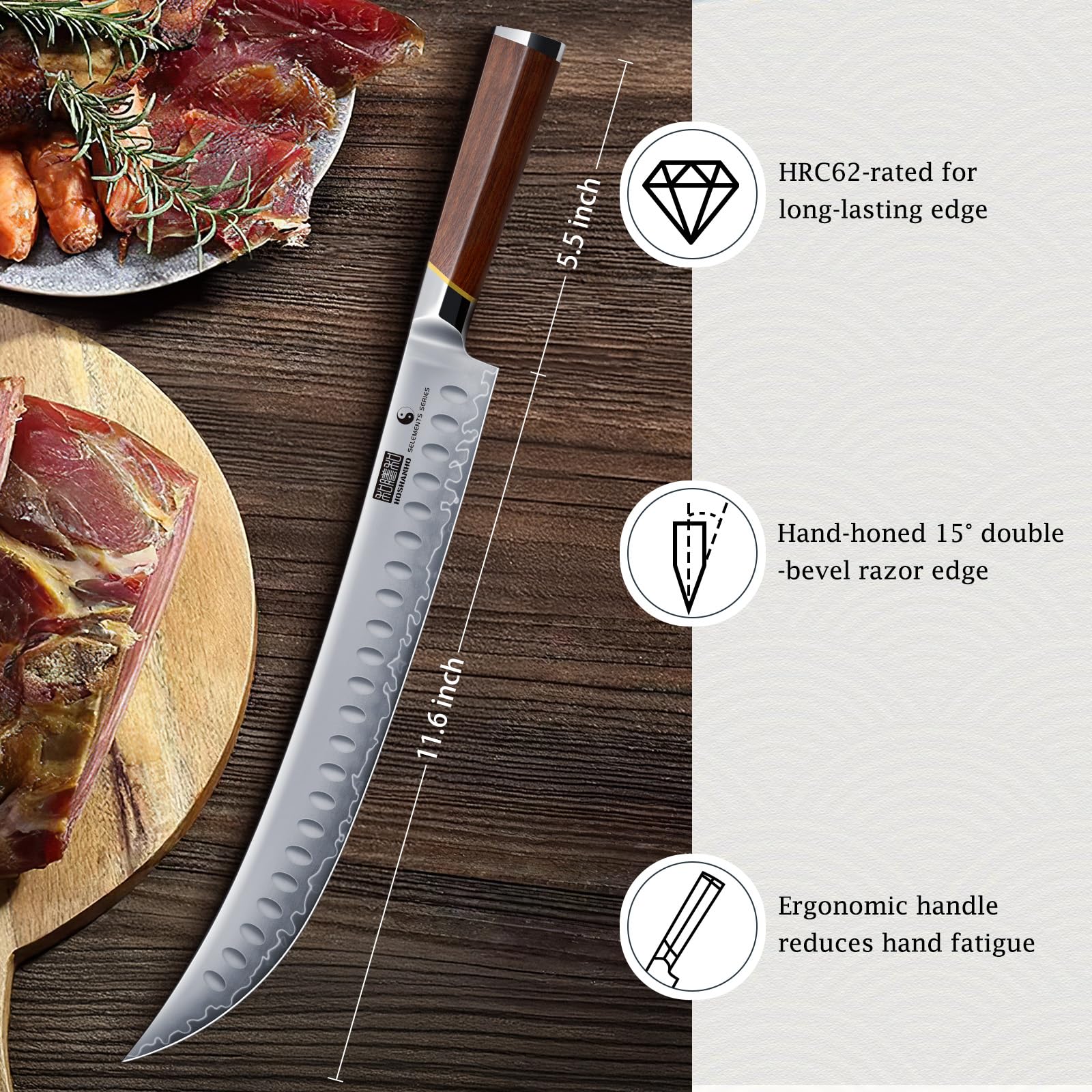 HOSHANHO 12" Brisket Slicing Knife, Butcher Breaking Knife for Meat & BBQ — Amazon image 5
