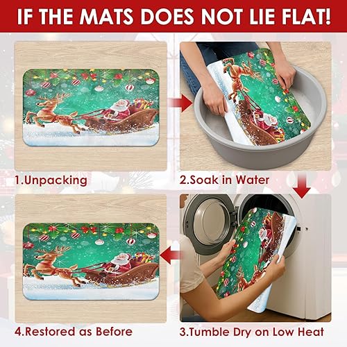 Miniatura 7 de ArtSocket Juegos de baño de ciervos de Papá Noel con cortina de ducha y alfombras y accesorios, juegos de cortinas de ducha de Feliz Navidad, copos