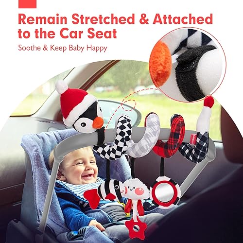 Miniatura 2 de hahaland Asiento de automóvil Juguetes para bebés de 0 a 3 meses, juguetes de desarrollo para bebés de 0 a 6 meses, cochecito, juguetes para bebés