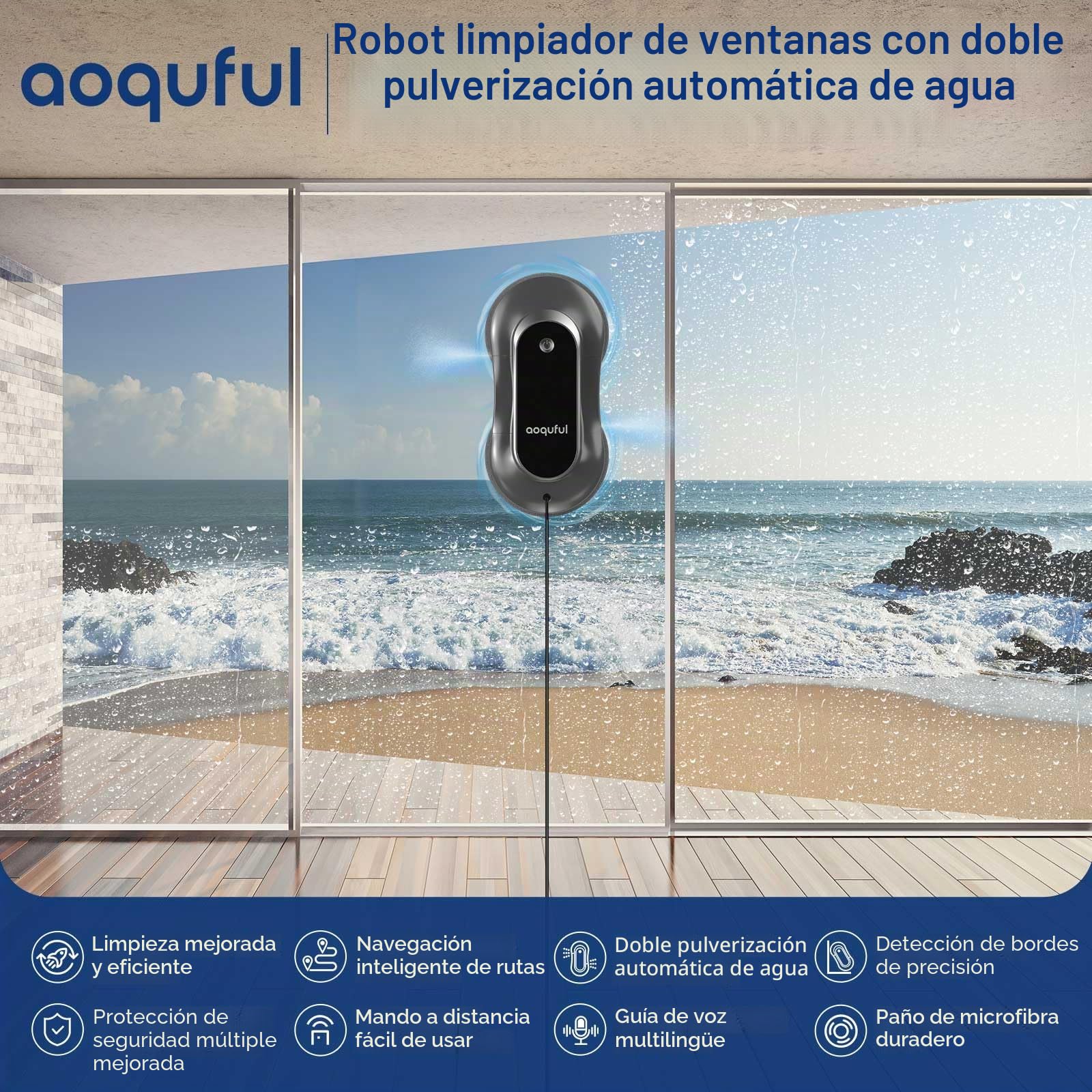 Robot Limpiacristales Inteligente Doble Spray, IA y App