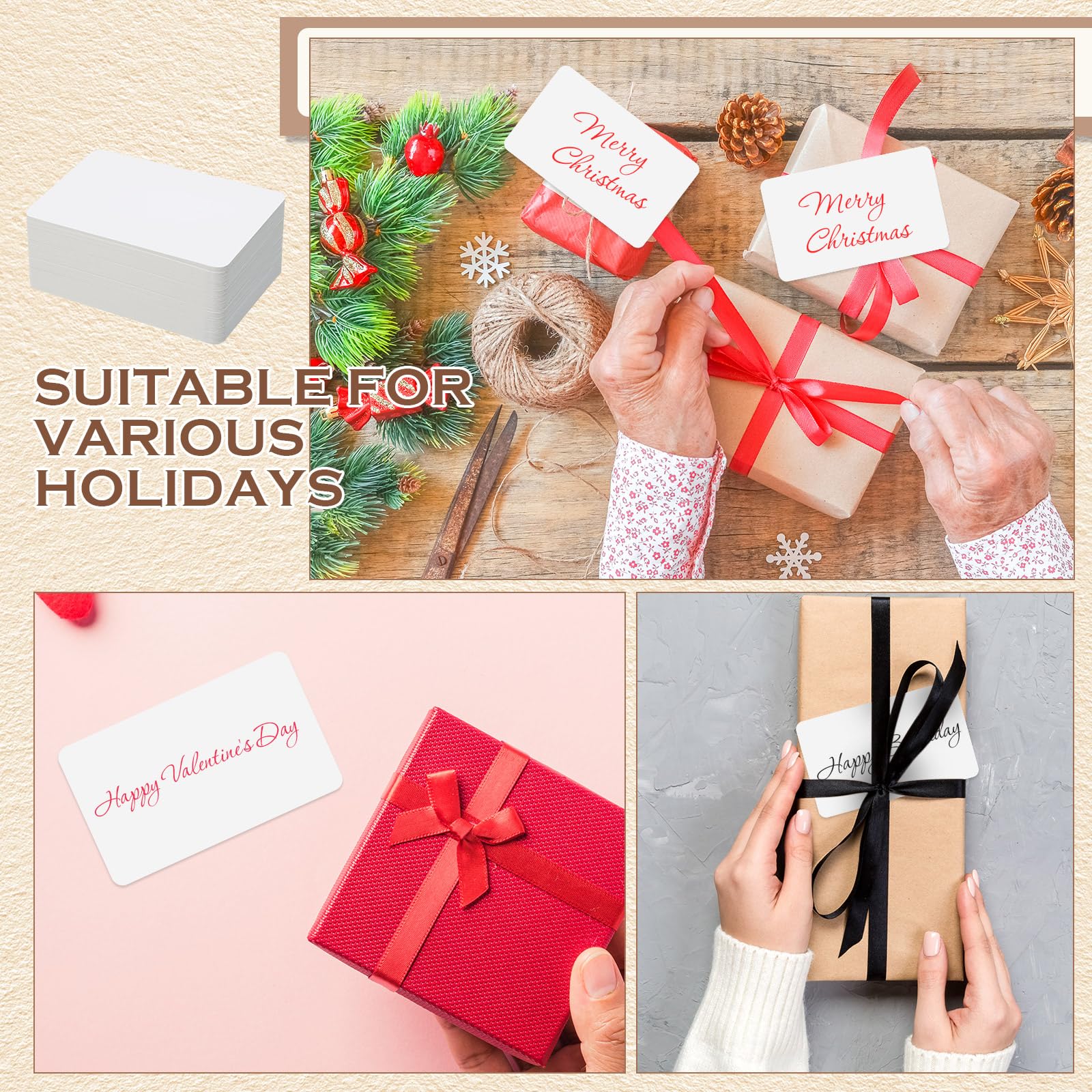 1000 Stück kleine Blanko-Visitenkarten, 8,9 x 5,4 cm, Kraftpapier, weiß, Dankeskarton, Nachrichten, Notizen, Tags für Studium, Index, Flash, DIY, Business Wertschätzung