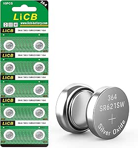 LiCB 10 Pack SR621SW 364 Watch Battery,Long-Lasting &amp; Leak-Proof,High Capacity Silver Oxide 1.55V Button Cell Batteries for Watch