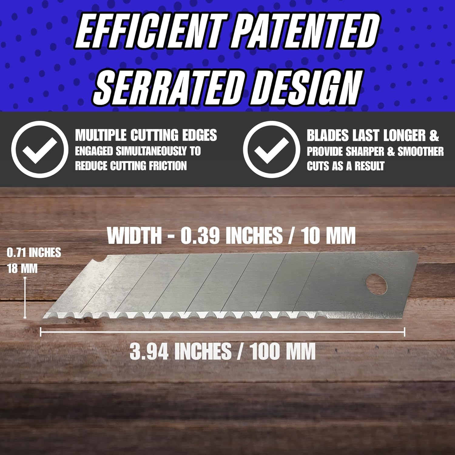 Rapid Edge 18mm Snap-Off Utility Knife, Includes 3 Serrated Blades, Razor Knife Utility Tool With Acetone-Resistant Soft Grip Handle, 1-Pack Knife