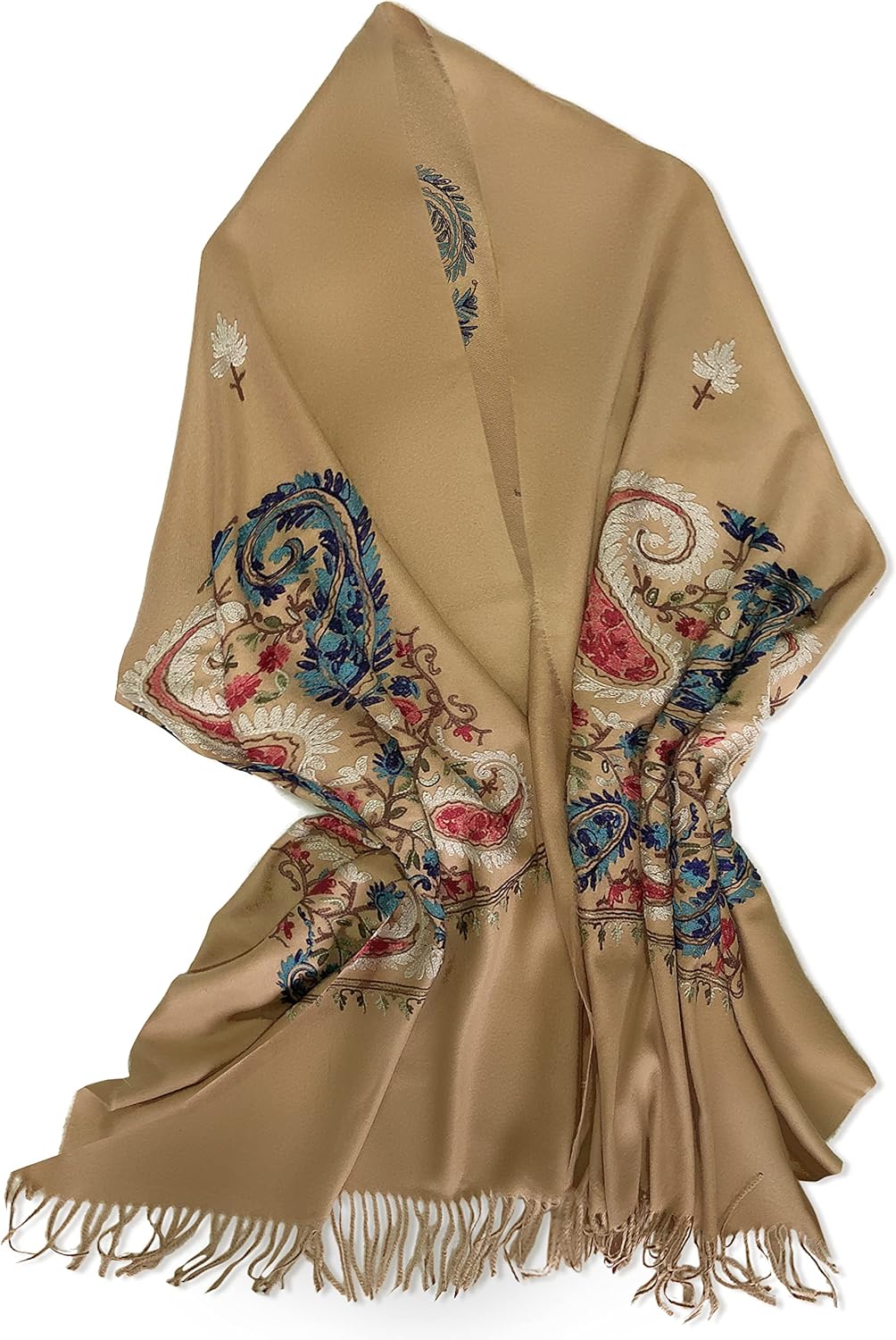 Urban CoCo Women's Embroidered Oversize Tassel Shawl Scarf Wraps for Women - Image 2