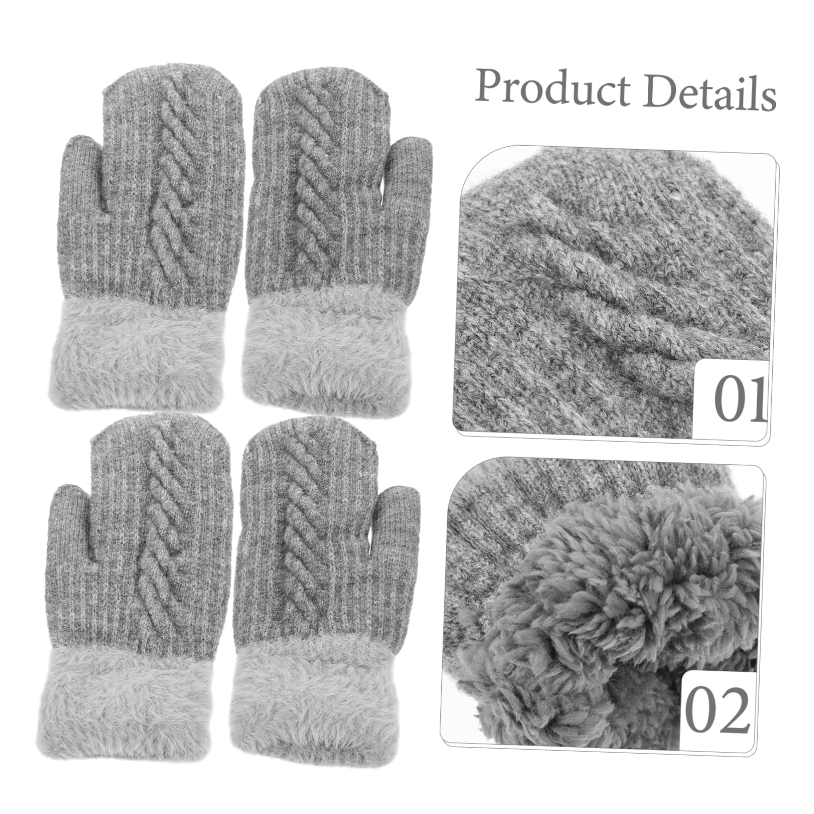 WOFASHPURET Hand Warmers Gloves Women's Knitted Winter Gloves Touchscreen Full Finger Cold Proof Grey