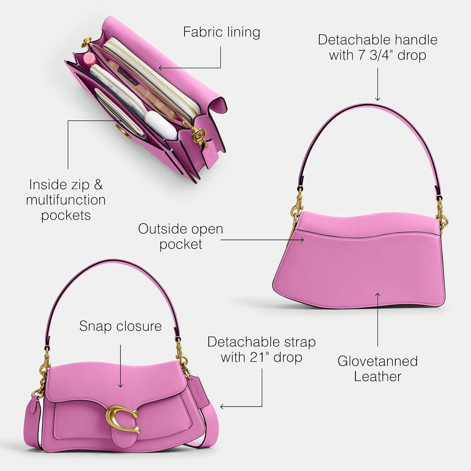 COACH womens Twisted Tabby Shoulder Bag - Image 3