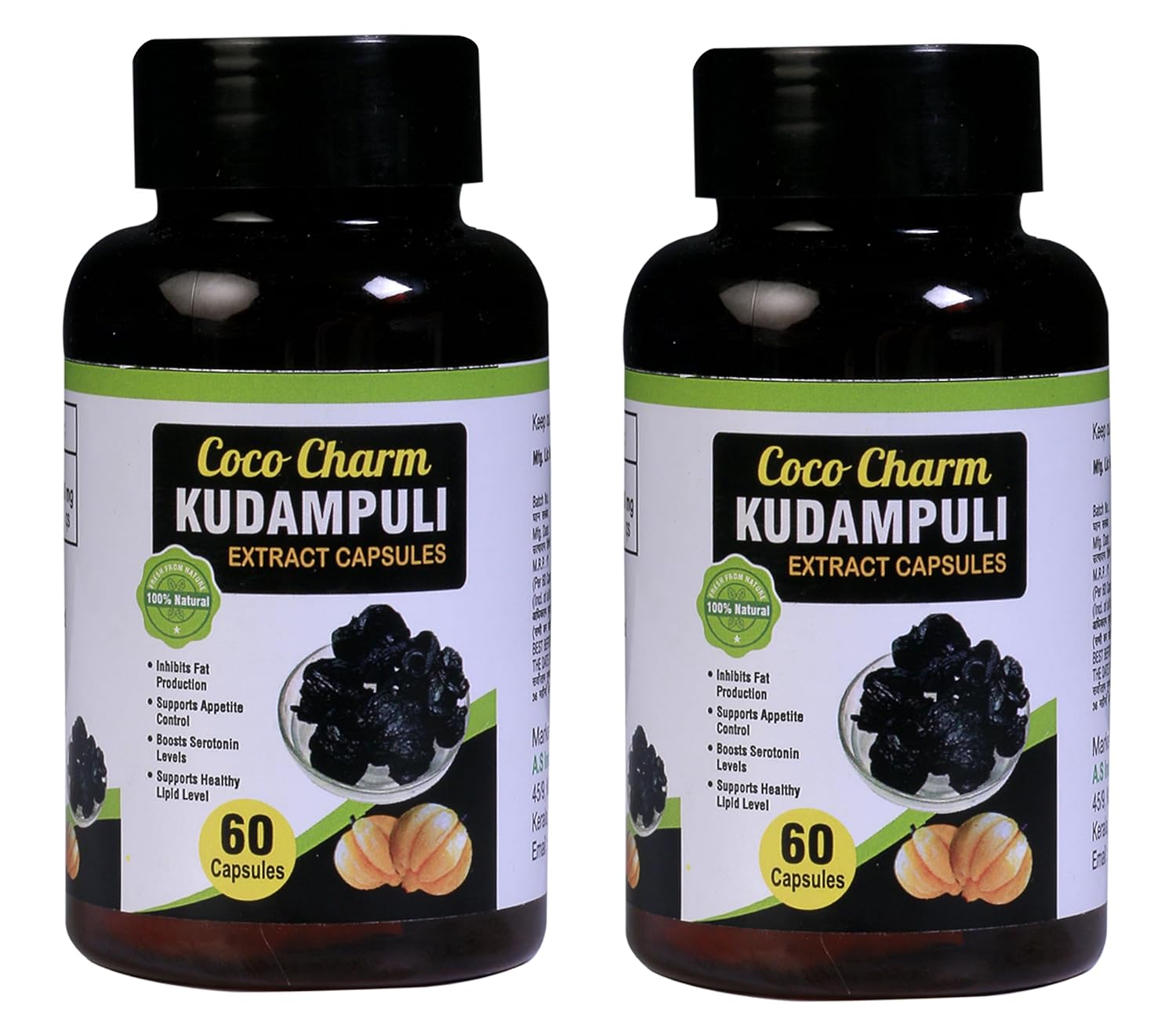 Coco Charm Kudampuli Capsules 60 Count | Garcinia Cambogia Supplement for Weight Loss, Fat Burner | Supports Metabolism & Energy Levels | For Men and Women (Pack of 2) Coco Charm Kudampuli Capsules 60 Count | Garcinia Cambogia Supplement for Weight Loss, Fat Burner | Supports Metabolism & Energy Levels | For Men and Women (Pack of 2)