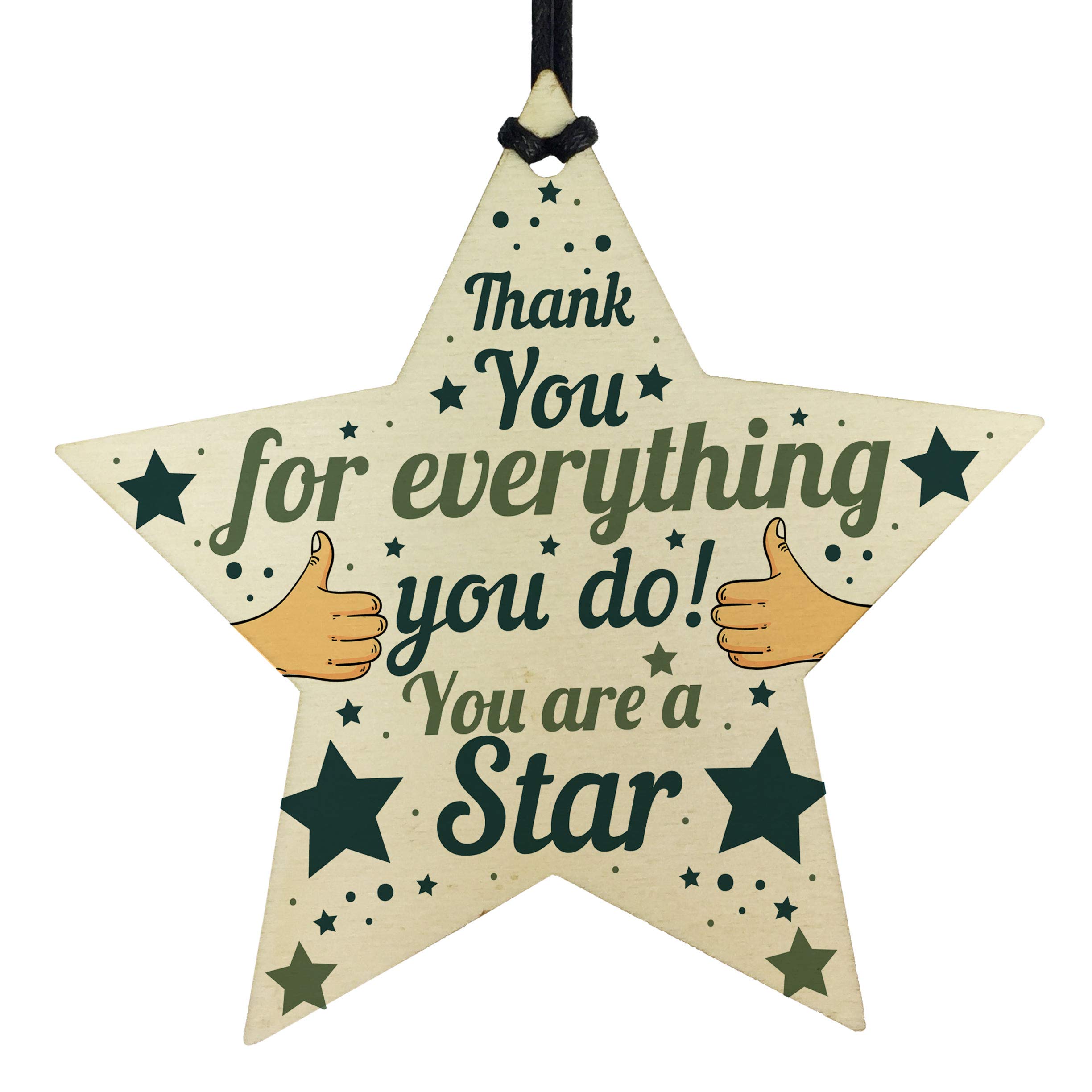 Red Ocean Blue Wooden Star Plaque Thank You Gift For Colleague Volunteer Teacher Keepsake Gifts Leaving Gifts