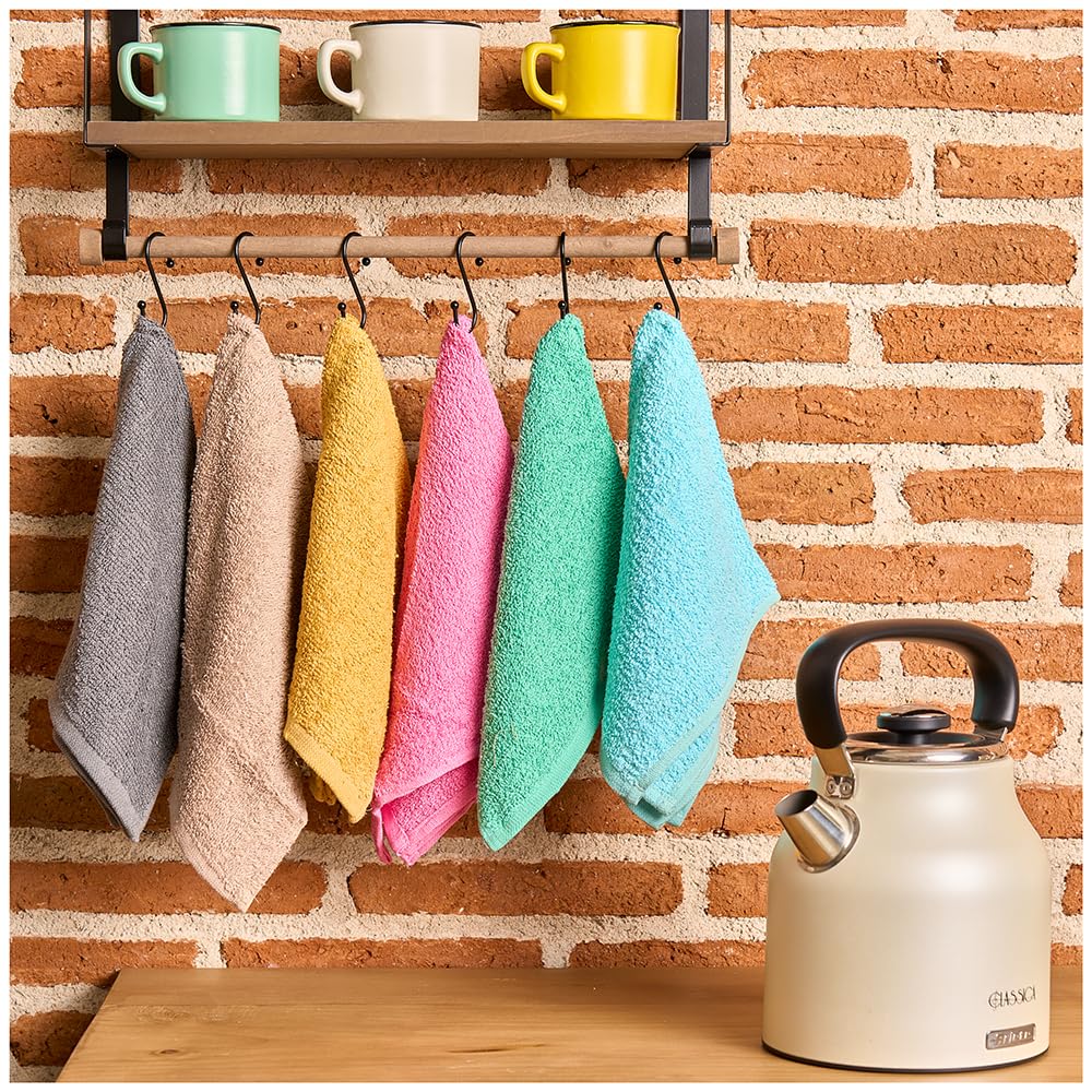 DECASATEXTIL ®- Paños de Cocina 100% algodón- Set de 6 Trapos de Cocina 47x47cm, Suaves, duraderos y Super absorbentes- (LISOSB)