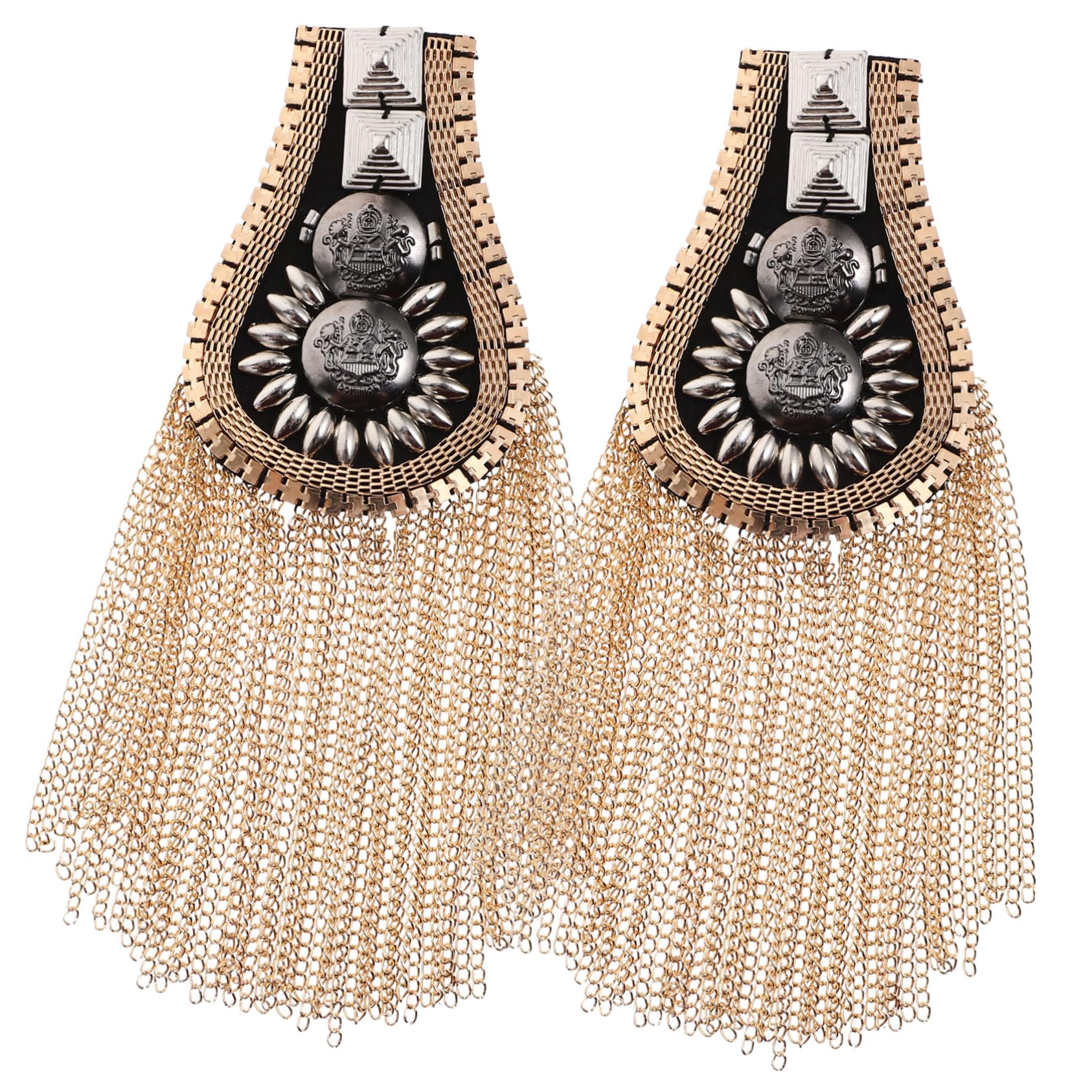 LurroseLurrose 6 Pcs Shoulder Epaulets Tassels Beaded Epaulettes Shoulder Punk Shoulder Epaulette Shoulder Boards Shoulder Epaulettes Tassels Embellishments Shoulder Jewelry Pilot Rivet Chain Man