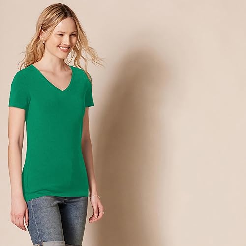 Vista 174 de Yaxa Essentials Women's Regular-Fit Short-Sleeve Crewneck T-Shirt