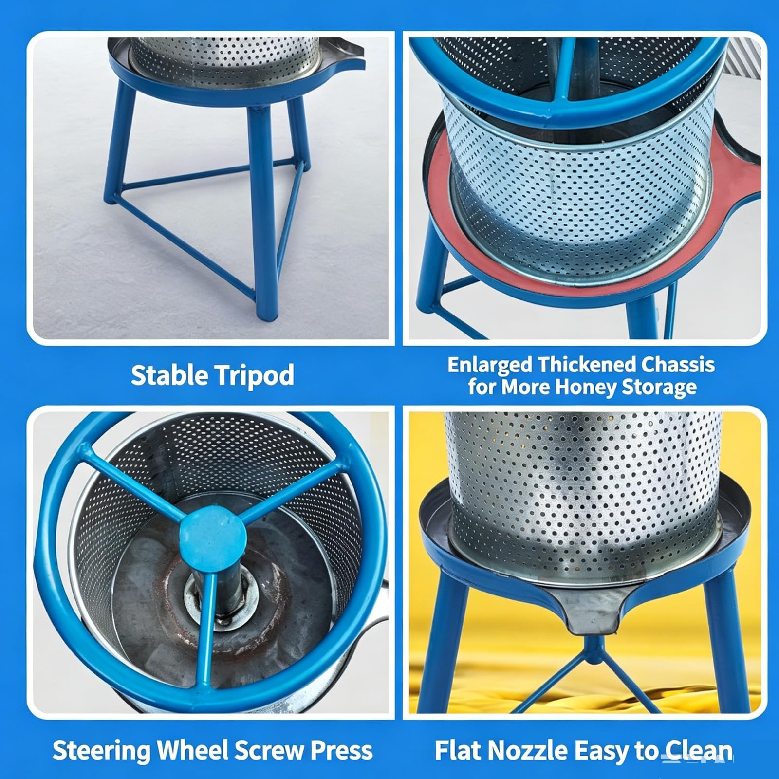 Pressa Manuale da 5 Litri per Cera D'api, Estrattore di Miele, Estrattore di Miele Grezzo, Elevata Resa di Succo, con Base Triangolare, per Cera D'api, Frutta E Verdura