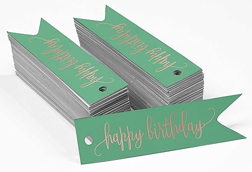 Miniatura 218 de Etiquetas de papel para colgar con texto en inglés «Happy Birthday», 100 unidades Azul,Aqua Blue,Negro -,azul, cerceta (Dark Teal Blue),Rosa