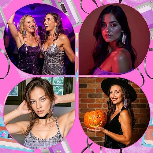 Miniatura 2 de Aretes de neón de los años 80 para mujer, aretes retro de los años 90, accesorios de los años 80 para mujeres, trajes de los años 90, decoraciones