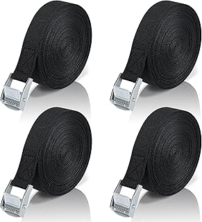 Cinta de fixação de 10 m, 4 peças correias de fixação com correias tensoras de pressão, cinto tensor de catraca com fivela para porta-bagagens de carro, porta-bicicletas, surf, caiaque, motocicletas