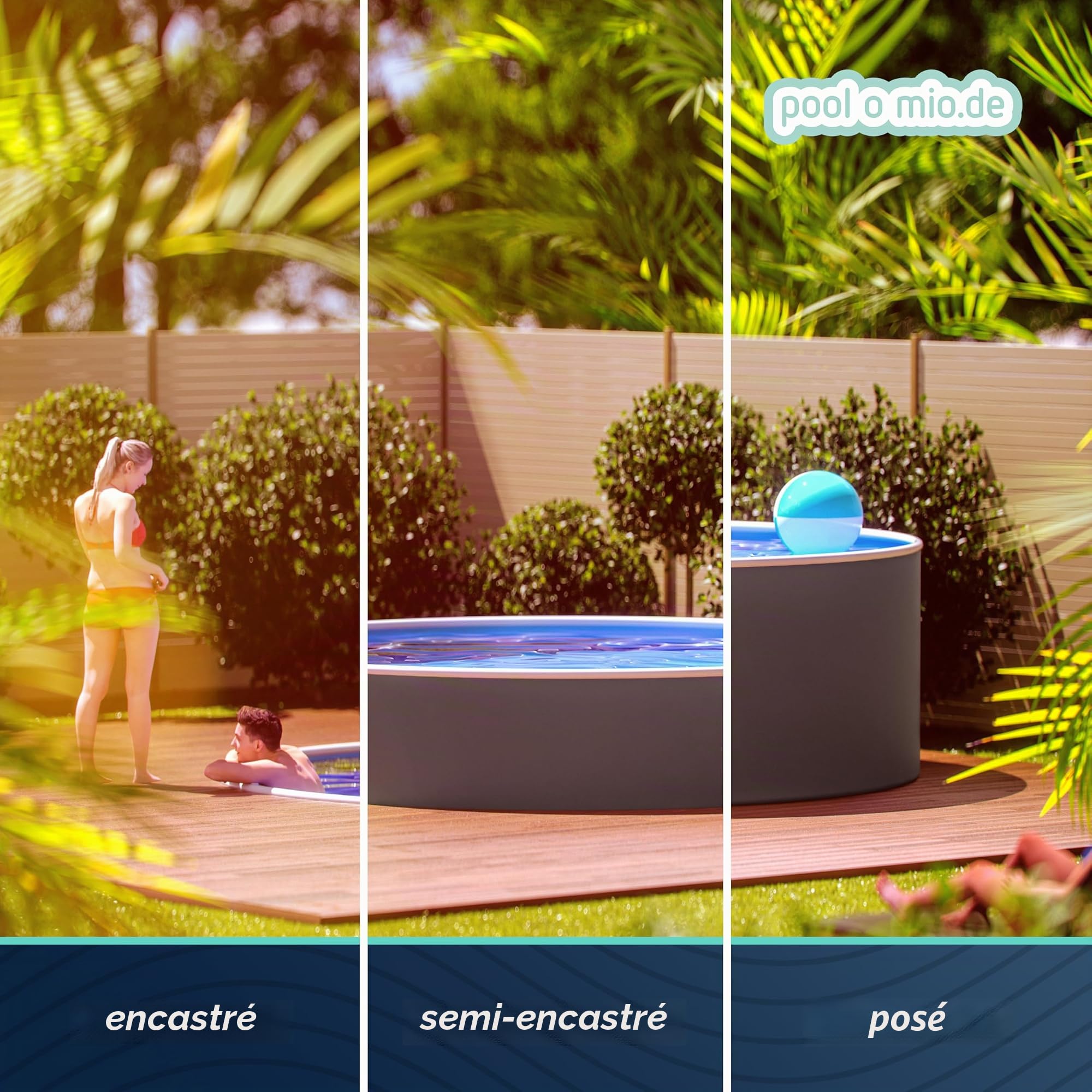 poolomio® Piscine Ronde à Paroi en Acier 460 x 120 cm Graphite/Blanc | Robuste Pour Jardin Hors Sol ou Encastrable | Kit Complet avec Film Intérieur 0,5 mm, Skimmer et Buse