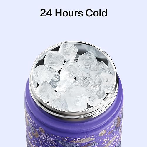 Miniatura 1115 de ENCOOL Botella de agua aislada con popote, de acero inoxidable, a prueba de fugas, sin BPA, al vacío de doble pared que se mantiene fría durante 24