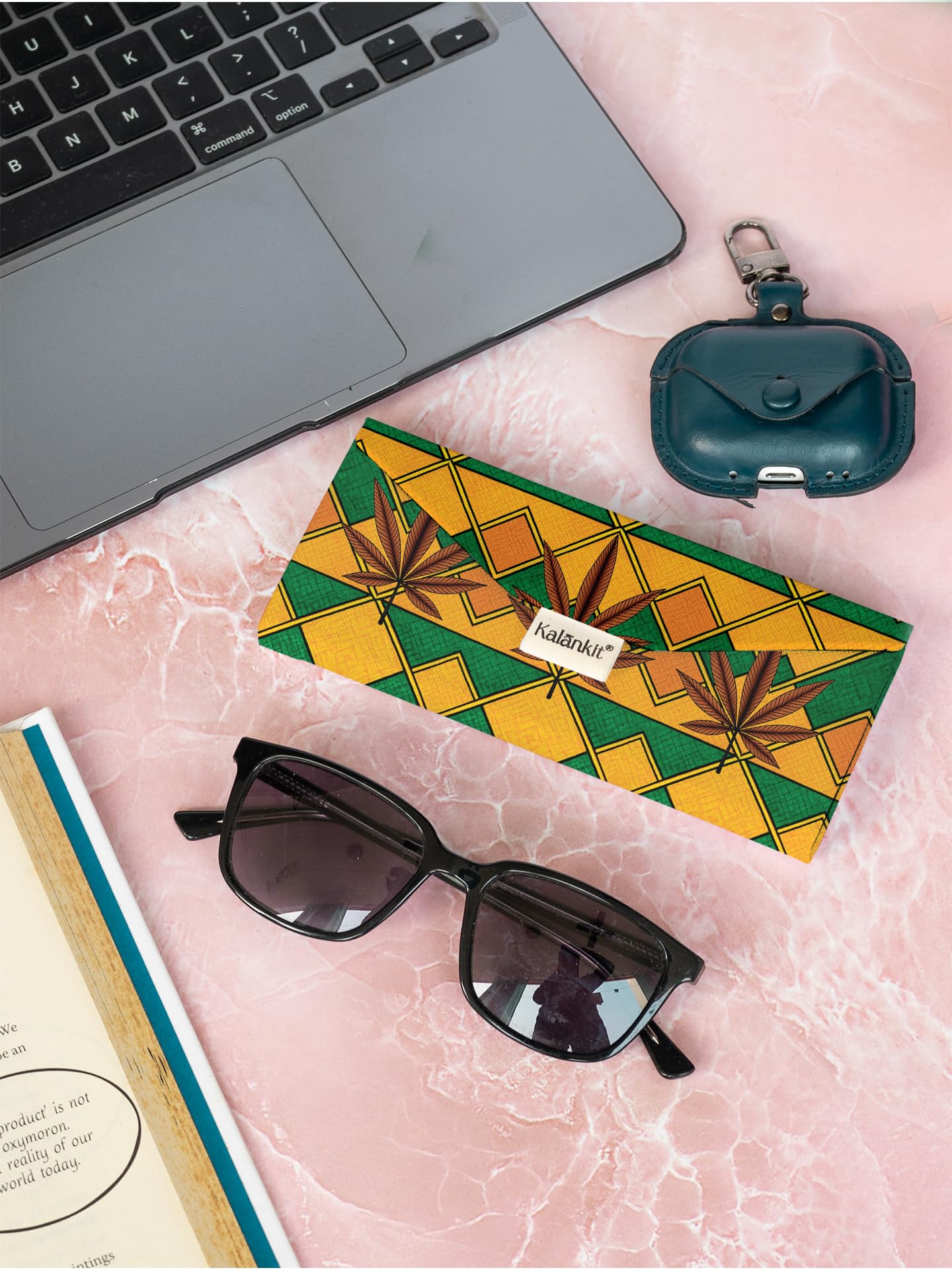 Kalankit Trifold Sunglass Cases Combo With Rakhi and Roli | Trifold Spectacle Box with Tilak Set | Vegan Leather | Rakhi Gift Hamper for Brother | Rakshabandhan Gift for Bhai | Sacred Leaves - Image 6 thumbnail
