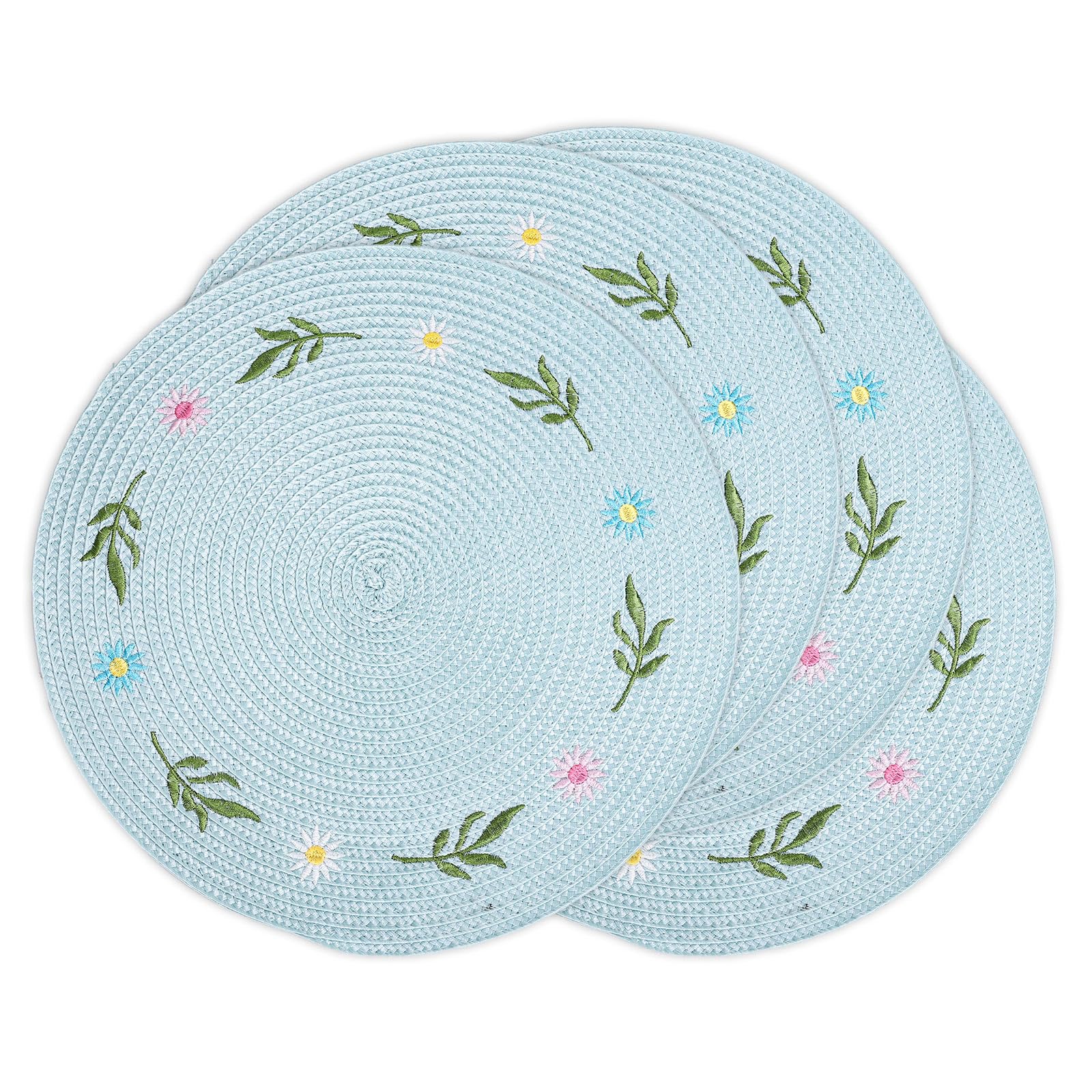 Sets de table ronds marguerites Whaline d'une qualité de broderie d'exception pour mariage