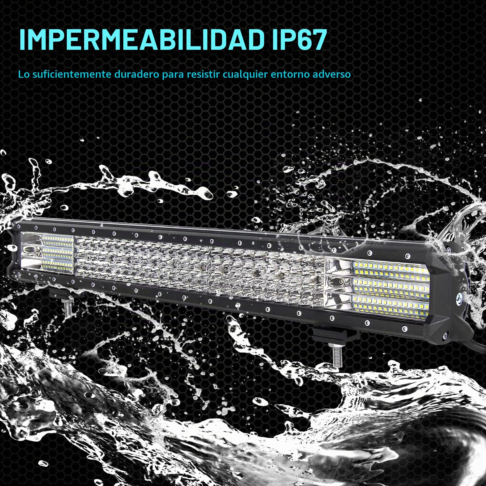 RIGIDON Barra Led 23 Pulgadas 59cm 570W Barras de Luz de Trabajo, 12V 24V 6000K IP67 Impermeable lámparas de conducción faros led foco led tractor para 4x4 Coche Off Road Camión ATV UTV SUV Barco
