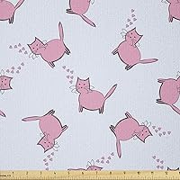 Vista 78 de Ambesonne - Tela de helado por The Yard, deliciosos alimentos fríos de verano en conos estilo Kawaii patrón ilustrado, tela decorativa