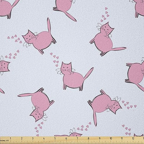 Miniatura 78 de Ambesonne - Tela de helado por The Yard, deliciosos alimentos fríos de verano en conos estilo Kawaii patrón ilustrado, tela decorativa