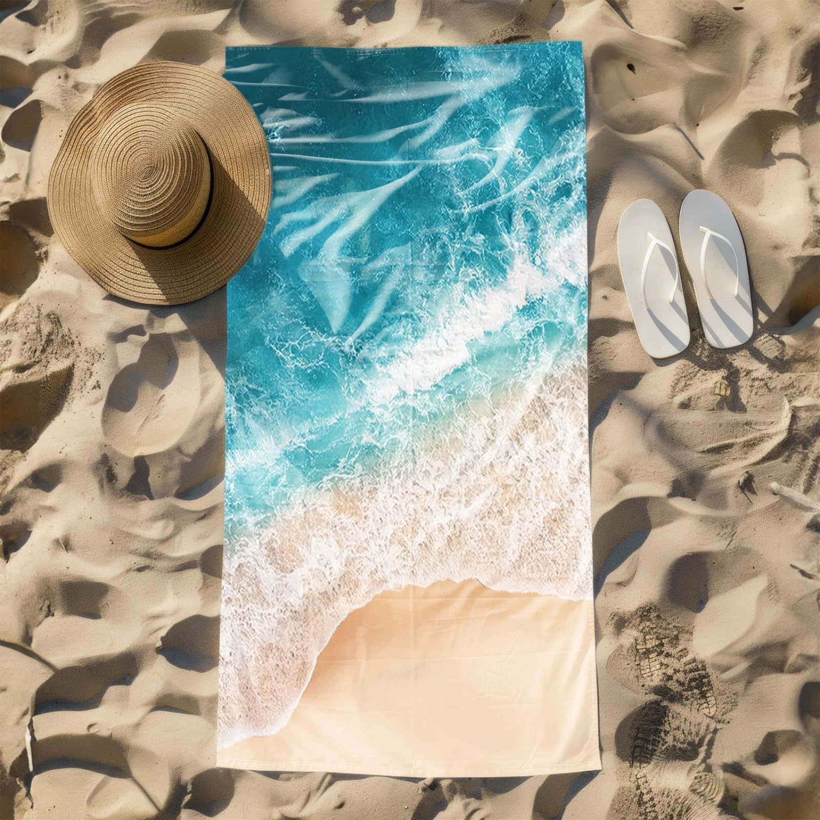 Genérico Toalla Playa Grande Playa del Mar Azul Microfibra Secado Rápido Oversize Toalla Sin Arena Súper Ligera Piscina Camping Picnic Yoga Gimnasio Y Deportes Viaje