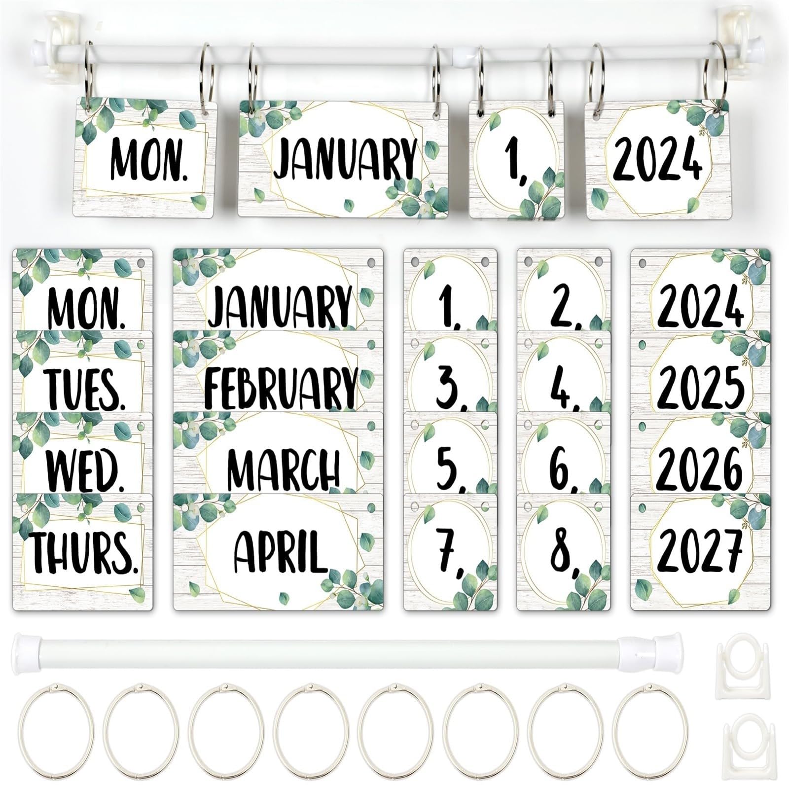 Colorful Calendar Bulletin Board Set With Flip Calendar Holder Colorful Classroom Decoration (B, One Size)