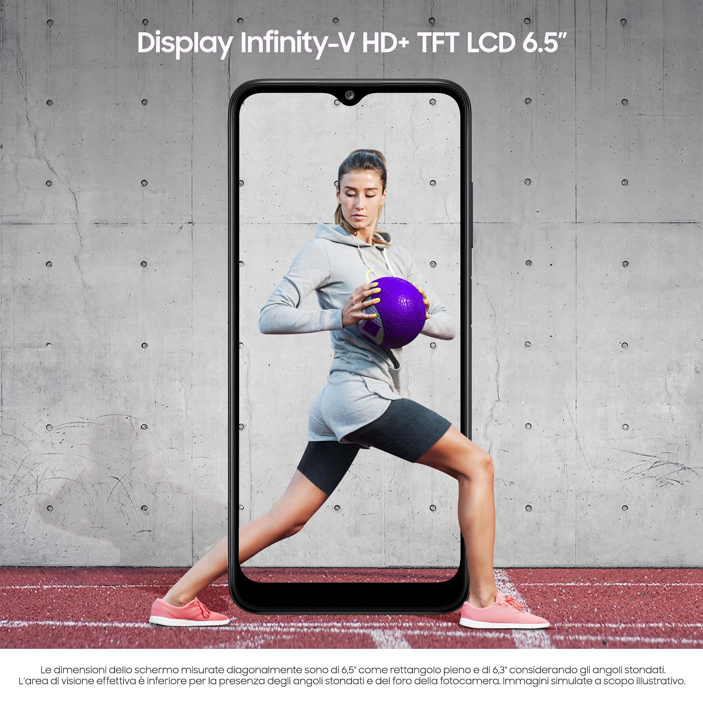 Samsung Galaxy A03s Smartphone Android, Display Infinity-V HD+ da 6,5 Pollici, 3 GB di RAM e 32 GB di Memoria Interna Espandibile, Batteria da 5.000 mAh, Nero [Versione Italiana] (Ricondizionato)