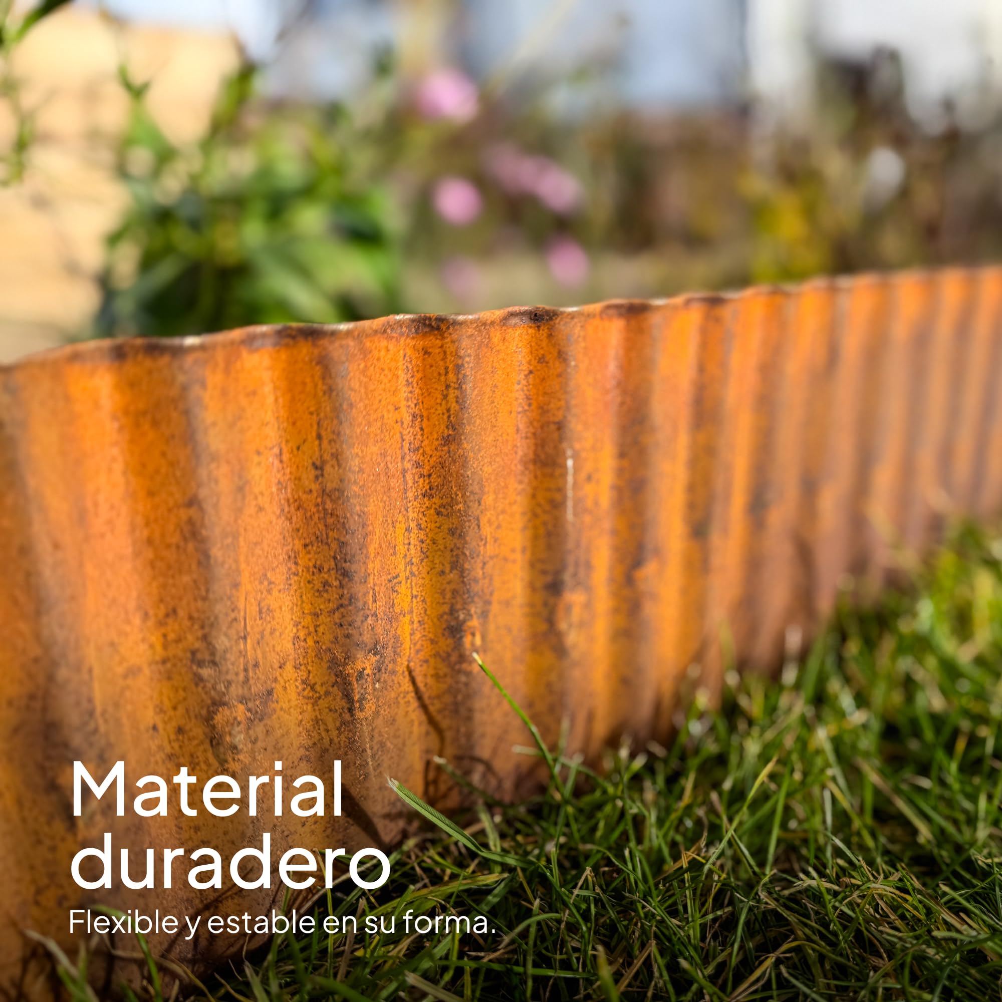 UNIGARDIA Bordura Acero Corten de 6 m - Borduras Jardín Metálicas de 15 cm de Altura – Fácil de Instalar - Separador Jardín Exterior Ondulado con Pátina Natural de Óxido - Incluye 1 Par de Guantes