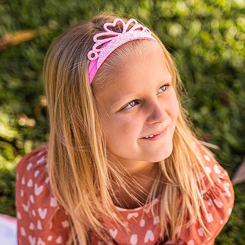 Miniatura 6 de FROG SAC 4 diademas de tiara con purpurina para niñas, bandas elásticas para el cabello con corona de princesa para niños pequeños, accesorios