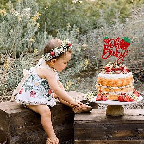 Miniatura 7 de 1 pieza de decoración de pastel de fresa Oh Baby con purpurina para baby shower, tema de fresa, decoración de pastel de frutas, para baby shower,